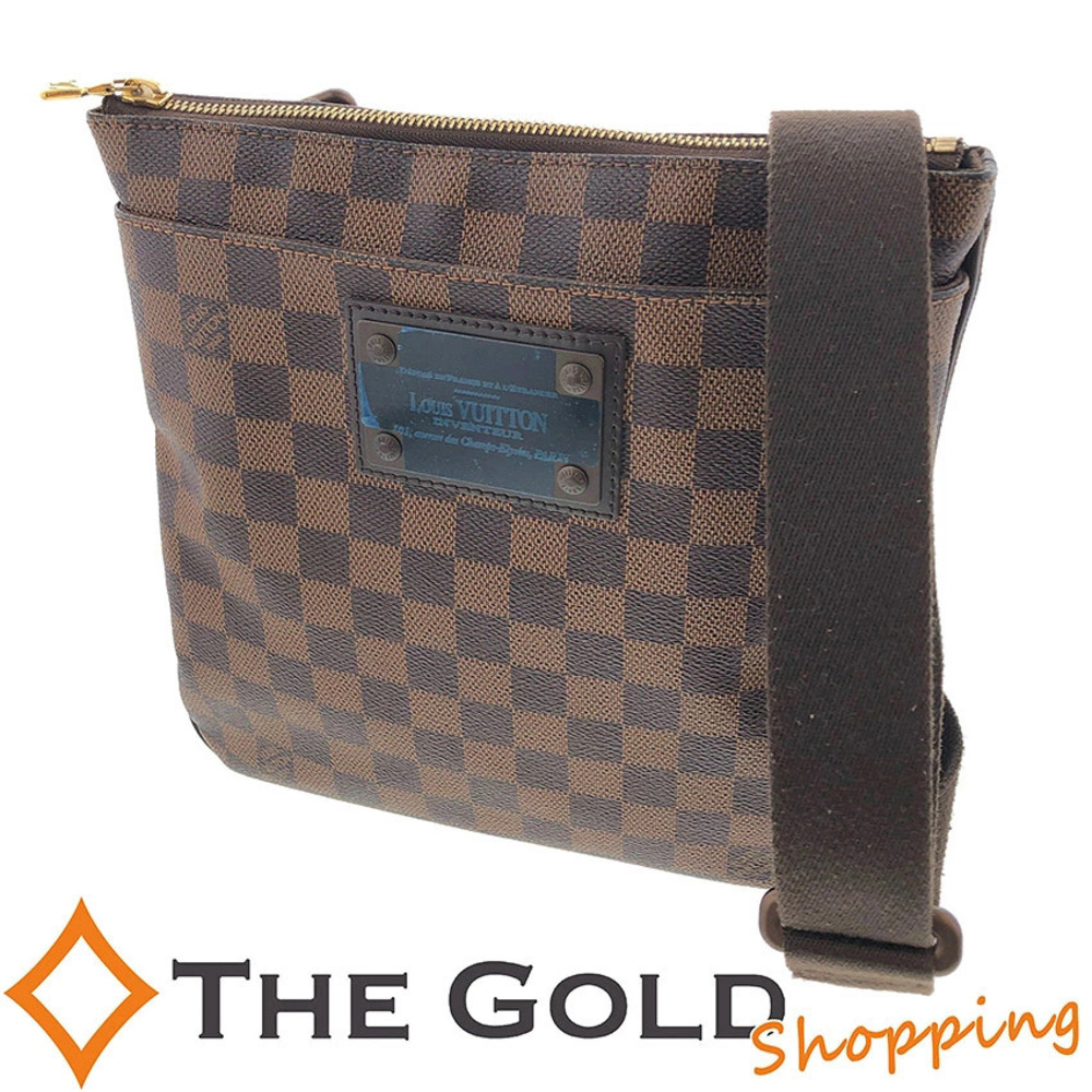 Louis Vuitton Pochette Plat Brooklyn Damier Crossbody Bag Canvas Ebene Brown
